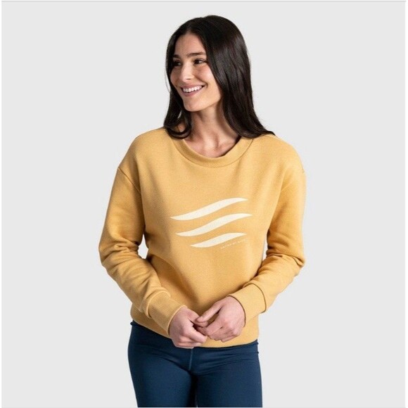 United by Blue Women's Logo Waves Curry Soft Organic Sweatshirt Size Medium NEW! - Picture 2 of 10